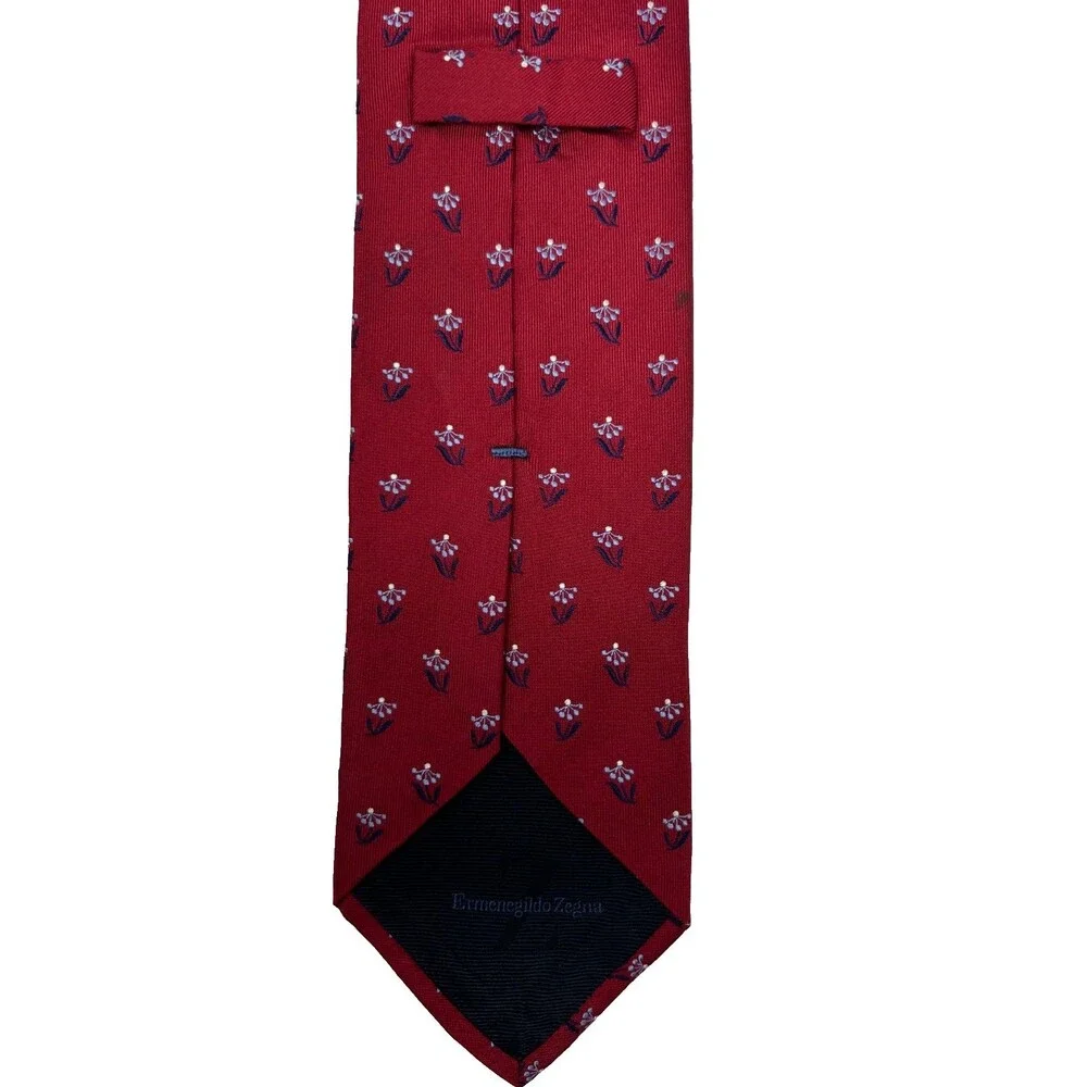 Ermenegildo Zegna Red Floral Silk Tie 61.75